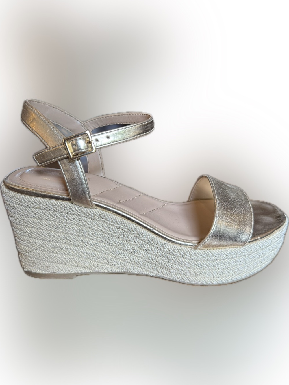 Kelly & Katie Metallic Gold Espadrille Wedge Sandals - Picture 5 of 8